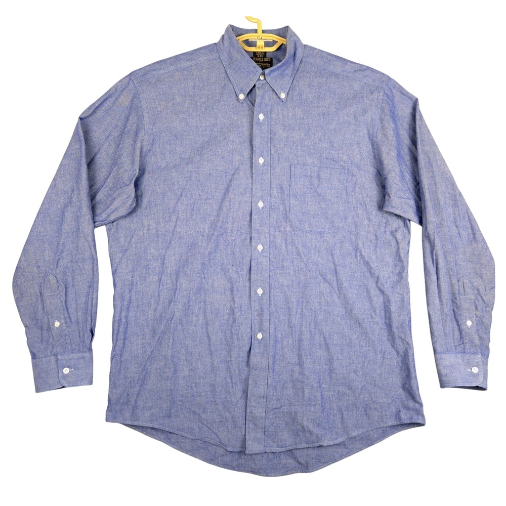 Ferrell Reed Crawford Cloth‎ Blue Chambray Button Down Shirt Men 16-34